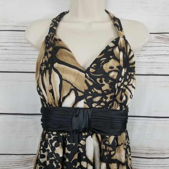 OC Oleg Cassini | Sunflower Floral Halter Dress - Picture 3 of 8